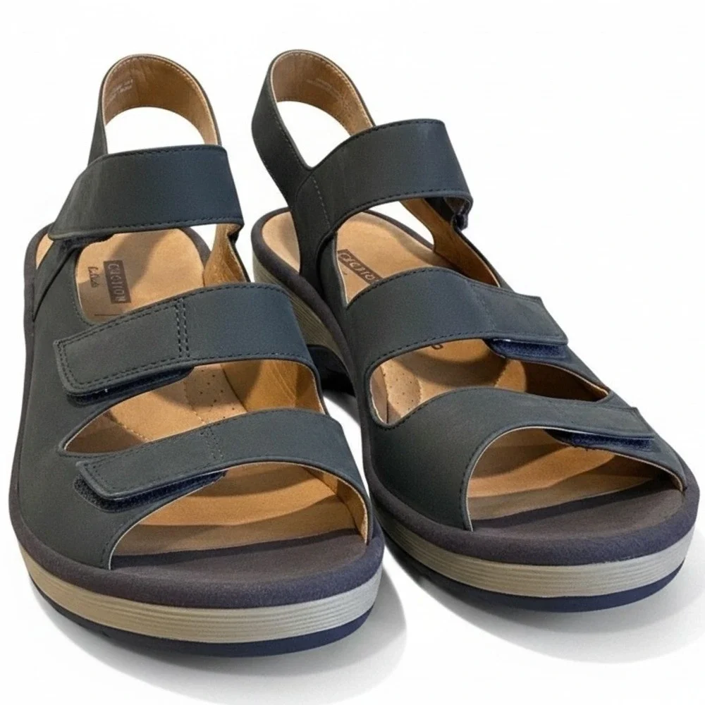 Clarks Collection Reedly Juno Wedge Sandals Womens 8 Triple Strap Comfort #58N